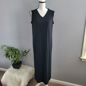 Talbots Classic Black Sleeveless Long Sheath Dress M